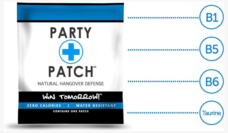 Party Patch Natural Hangover Defense Topical Pack of 50 With Vitamins and Nutrients