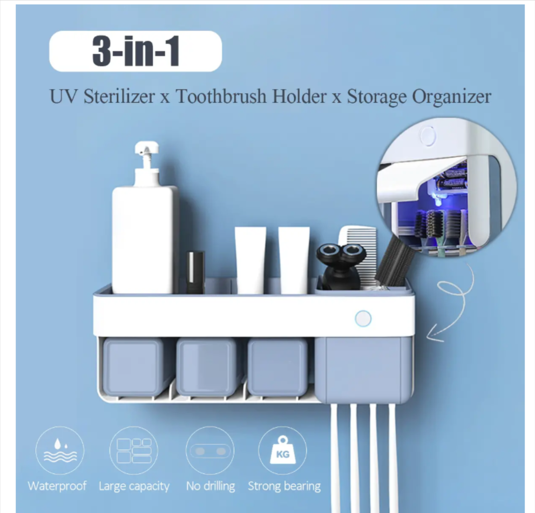 Steri-Brush™ Toothbrush UV Sterilizer Holder Antibacterial Sanitizer Storage Organizer